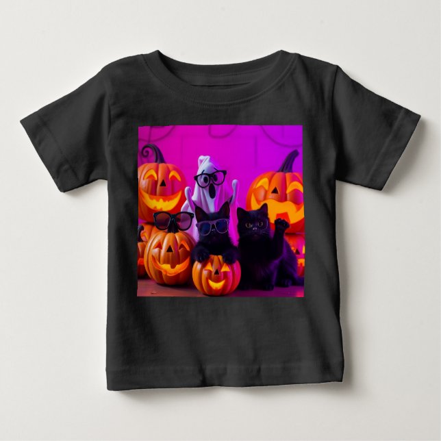 Camiseta Teto de Halloween do Bebê - Fantasma Engraçado (Frente)