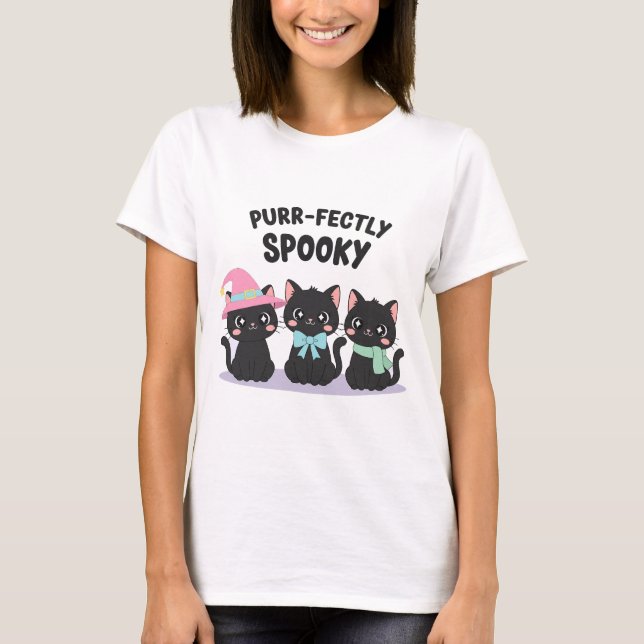 Camiseta Teto de Halloween Preto de Pastel (Frente)
