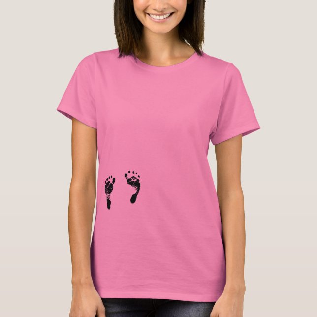 Camiseta Teto de Maternidade de Pegadas de Bebê (Frente)