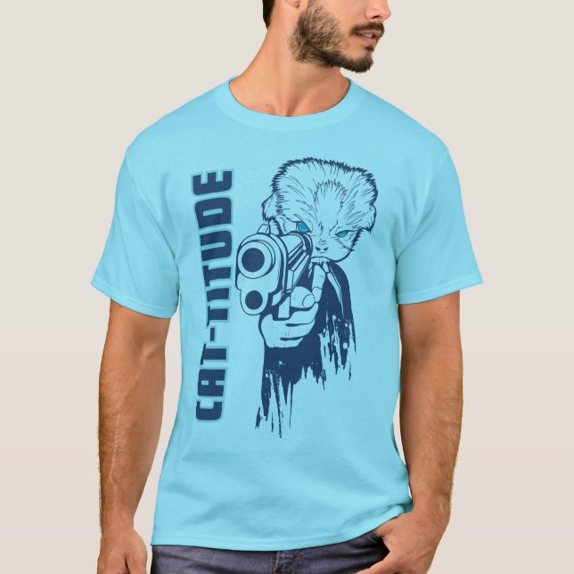 Camiseta Teto De Pescoço Arredondado De Alta Moda De Gato D (Frente)
