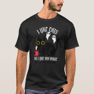 Camiseta Teto De Testemunha De Gatinho Negro Com Fantasmas,