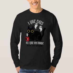 Camiseta Teto De Testemunha De Gatinho Negro Com Fantasmas,