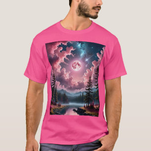 Camiseta Teto do Céu da Fantasia da Floresta Rosa