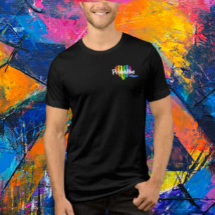 Camiseta Teto do logotipo PrideVibe: Frente sutil, Trás Neg