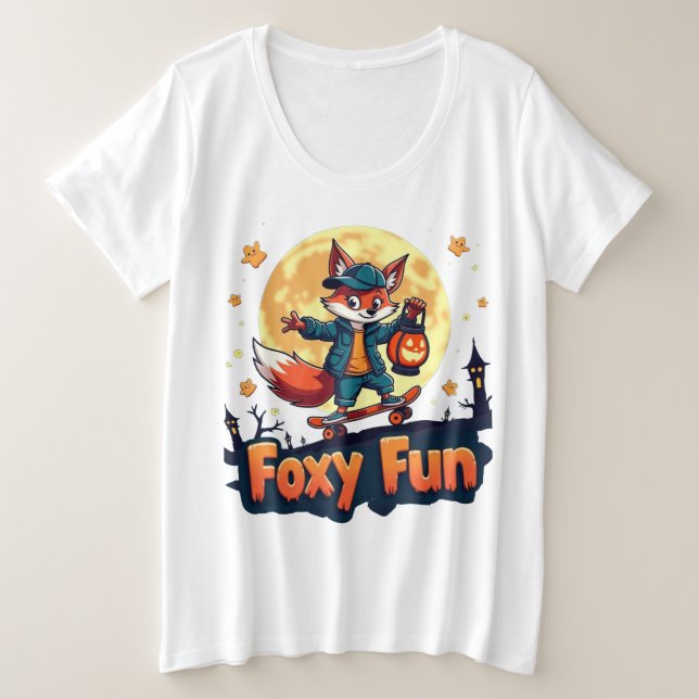 Camiseta Teto do Skate de Halloween do Foxy Fun (Frente do Design)