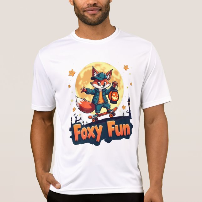 Camiseta Teto do Skate de Halloween do Foxy Fun (Frente)