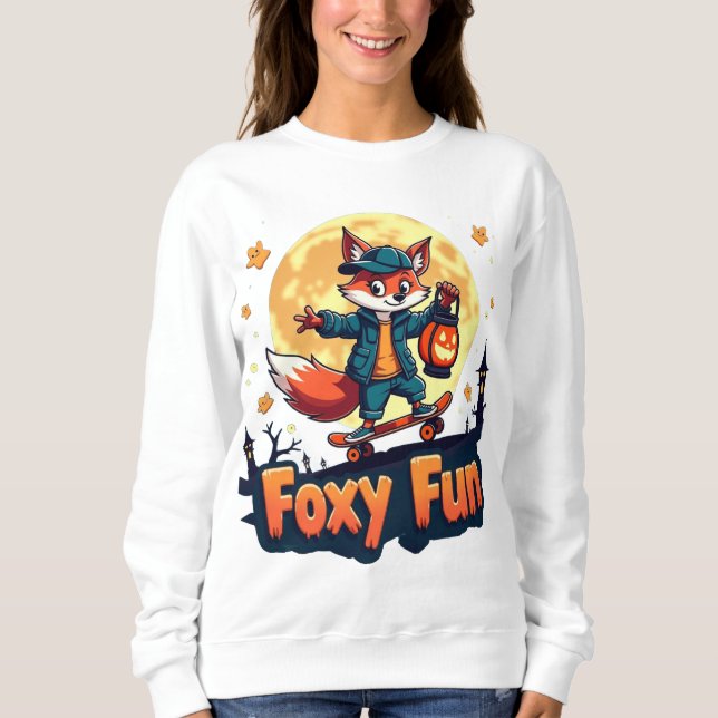 Camiseta Teto do Skate de Halloween do Foxy Fun (Frente)