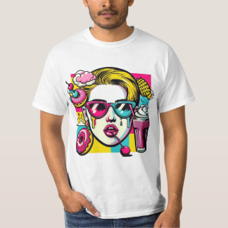 Camiseta Teto Gráfico Colorido de Pop