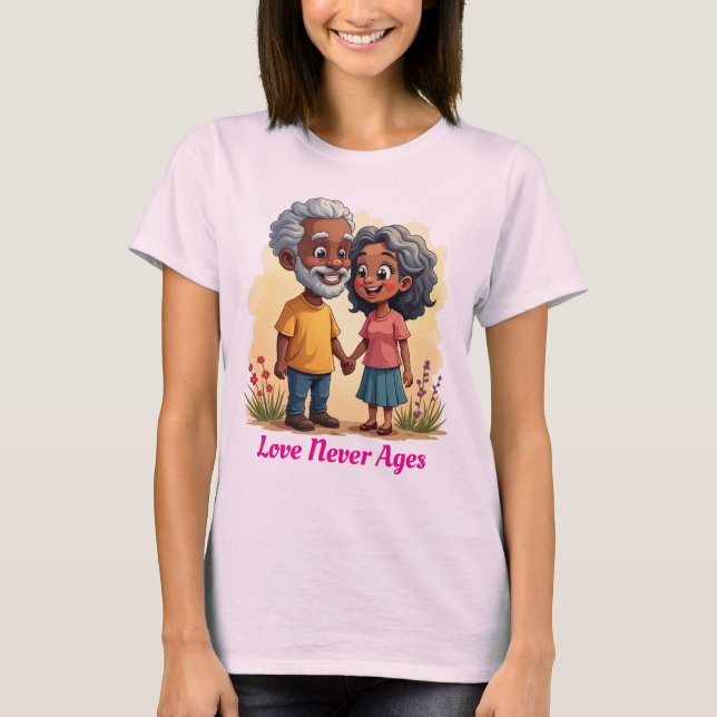 Camiseta Teto Gráfico de Amor entre Casais Negros Cachos e  (Frente)