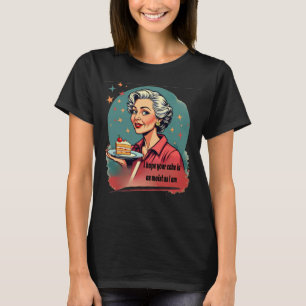 Camiseta Teto Gráfico de Bolo Mosto Engraçado para Mulheres