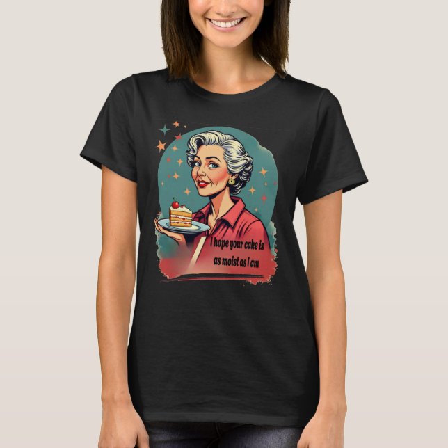 Camiseta Teto Gráfico de Bolo Mosto Engraçado para Mulheres (Frente)