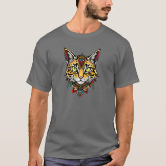 Camiseta Teto Gráfico de Cabeça Selvagem Tribal com Design 