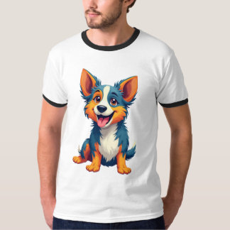 Camiseta Teto Gráfico de Cães Feliz Adorável - Arte Puppy R