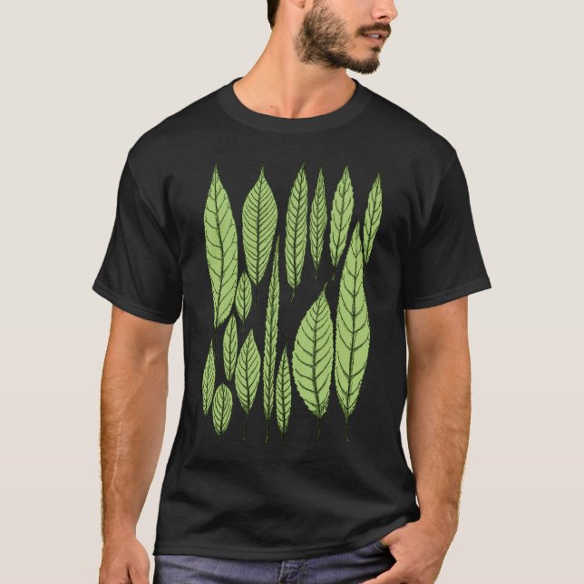 Camiseta Teto Gráfico de Folhas Botânicas Baseadas em Plant (Frente)