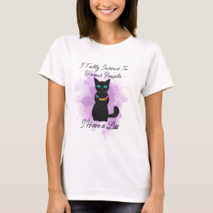Camiseta Teto Gráfico De Pessoas De Caça, Gato Negro De Hal