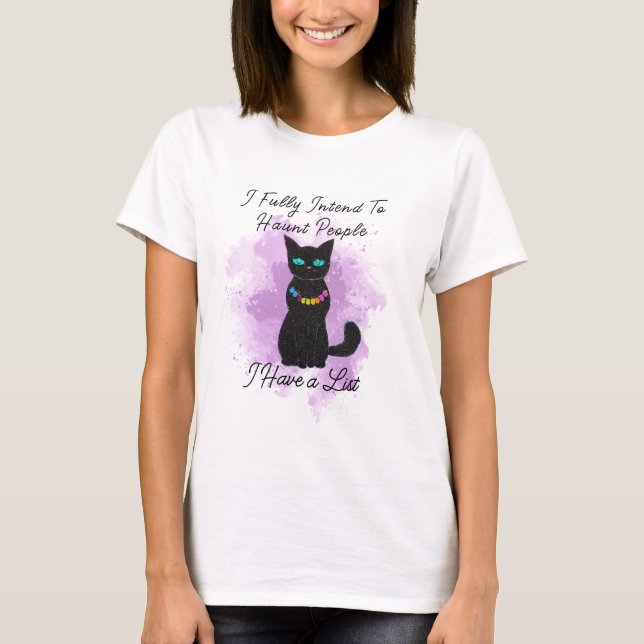 Camiseta Teto Gráfico De Pessoas De Caça, Gato Negro De Hal (Frente)