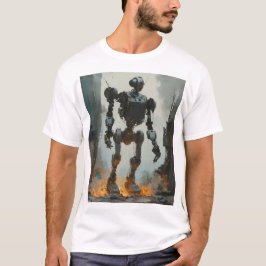 Camiseta Teto gráfico de robô retrô de tendência