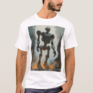 Camiseta Teto gráfico de robô retrô de tendência