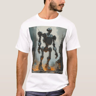 Camiseta Teto gráfico de robô retrô de tendência