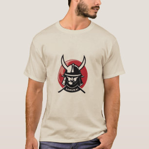 Camiseta Teto Gráfico do Capacete Samurai Japonês Negrito