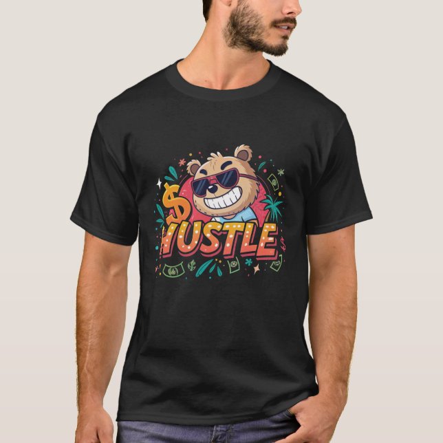 Camiseta Teto Gráfico do Urso Hustler Vibrante (Frente)