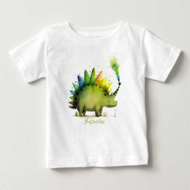 Camiseta Teto Personalizado De Dinossauro Para Bebês (Frente)