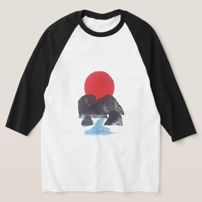 Camiseta Teto Plástico Sunset do Bloco Japandi Impressão Mo (Postura )