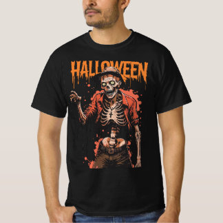 Camiseta Teto Rosário do Esqueleto de Halloween Casual