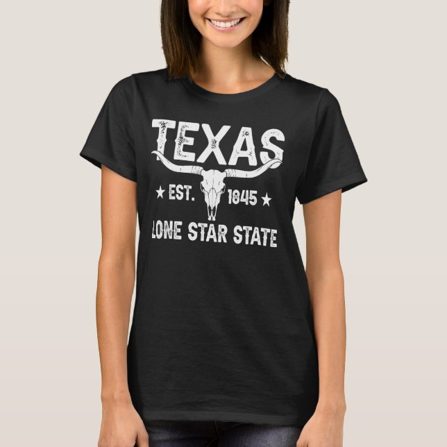 Camiseta Texan Funny Texas Est 1845 (Frente)