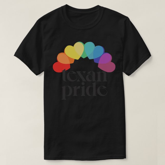 Camiseta Texan Pride Rainbow Hearts Aestic Design (Frente do Design)