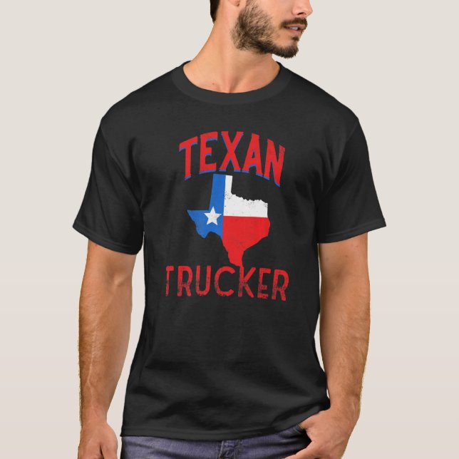 Camiseta Texan Trucker Flag Proud Vintage Texas Premium (Frente)