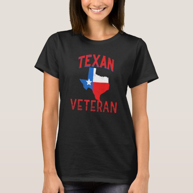 Camiseta Texan Veteran Vintage Texas Proud Flag Premium (Frente)