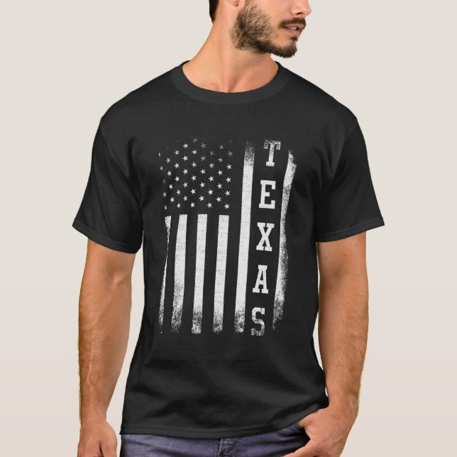 Camiseta Texas American Flag Vintage (Frente)