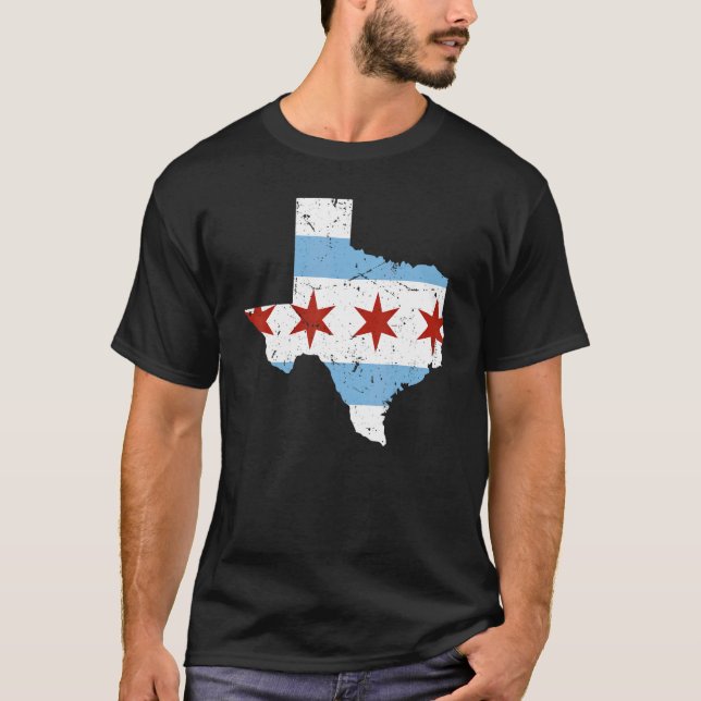 Camiseta Texas City Chicago Flag Grunge Viajar Sul Sid (Frente)