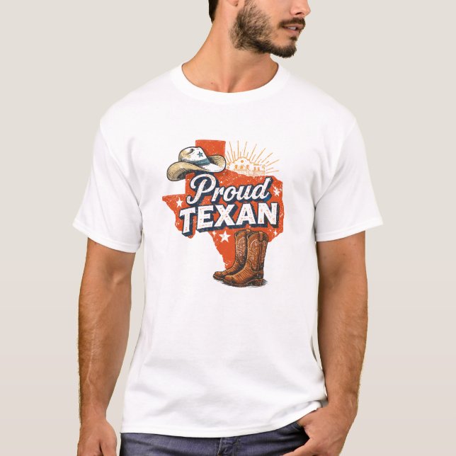 Camiseta Texas Cowboy Hat & Boots Graphic (Frente)