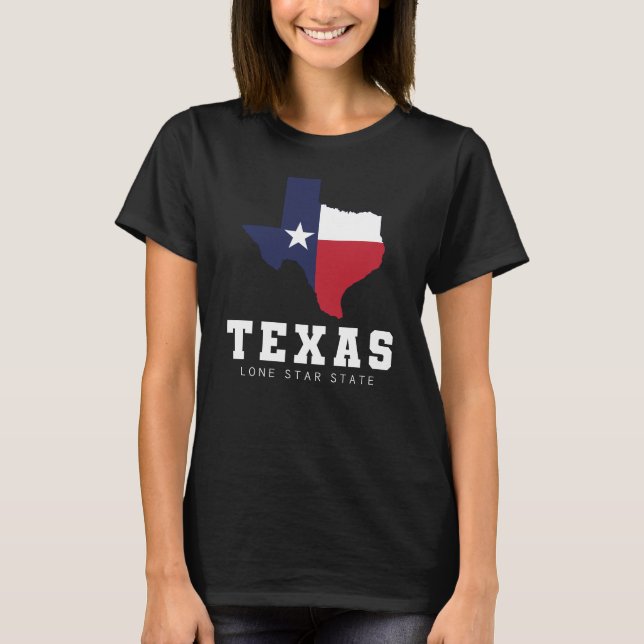 Camiseta Texas, Estado Estrela Solitária, Mapa de Bandeira  (Frente)