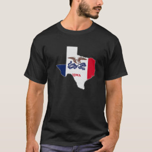 Camiseta TEXAS ESTADO MAPA IOWA IA Flag Raízes Homens Prese
