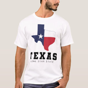 Camiseta Texas, Estado Solitário, Mapa de Sinalizador Branc
