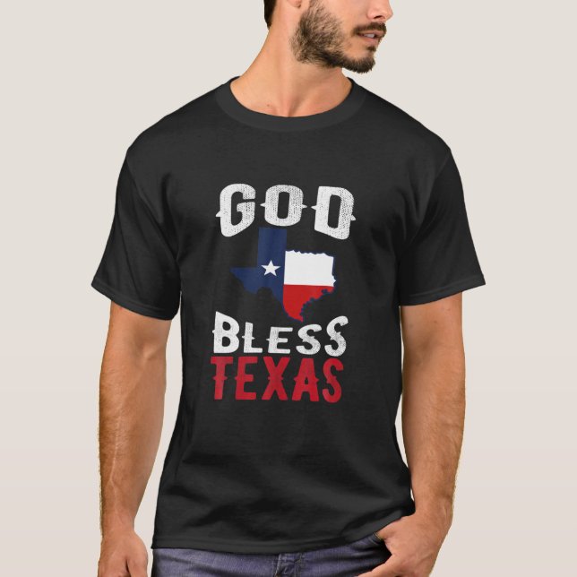 Camiseta Texas Flag Patriotic Texan Pride Deus abençoe Texa (Frente)