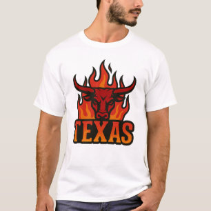 Camiseta Texas Flame Bull Head - Fiery Longhorn Western