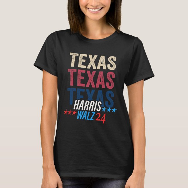 Camiseta Texas For Kamala Harris Tim Wheimer 2024 Retro (Frente)