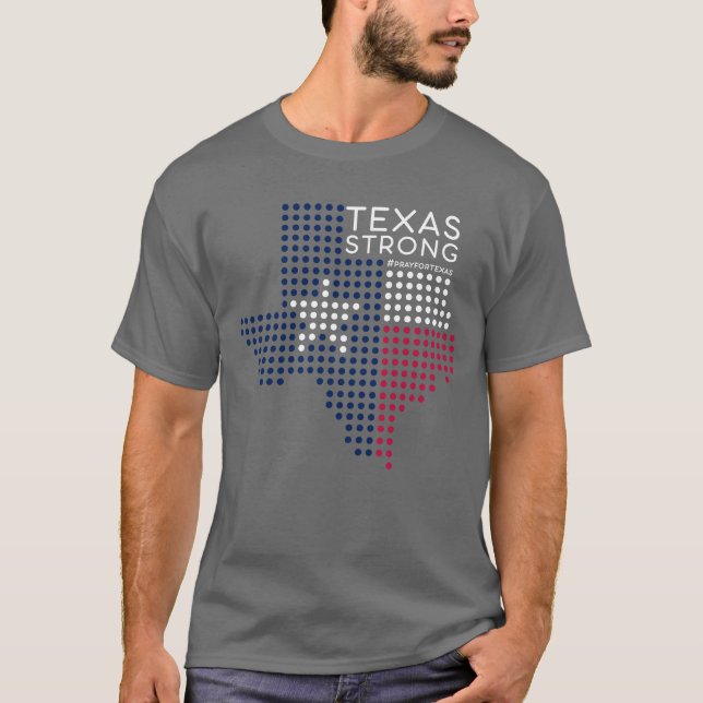 Camiseta Texas Forte EUA Bandeira Reze pelo Texas (Frente)