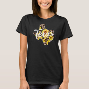 Camiseta Texas Girl Sunflower Lepard Russo Black State Pr