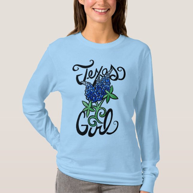 Camiseta Texas Girl texas Bluebonnets (Frente)