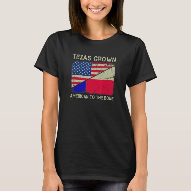 Camiseta Texas Grown American To The Bone Home State Texas (Frente)