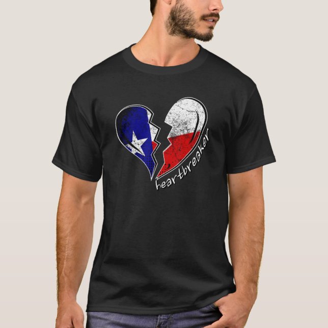 Camiseta Texas Heartbreak Texas Flag Broken Heart Texan H (Frente)