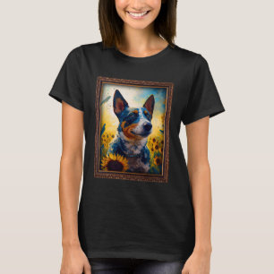 Camiseta Texas Heeler pintando Flor de Girassol Mãe Mulhere