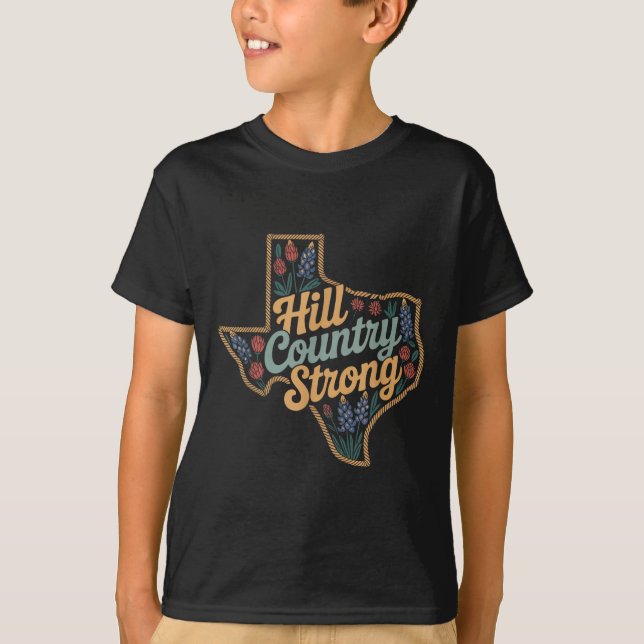 Camiseta Texas Hill Country 2025 Texas Strong Retro Motivat (Frente)