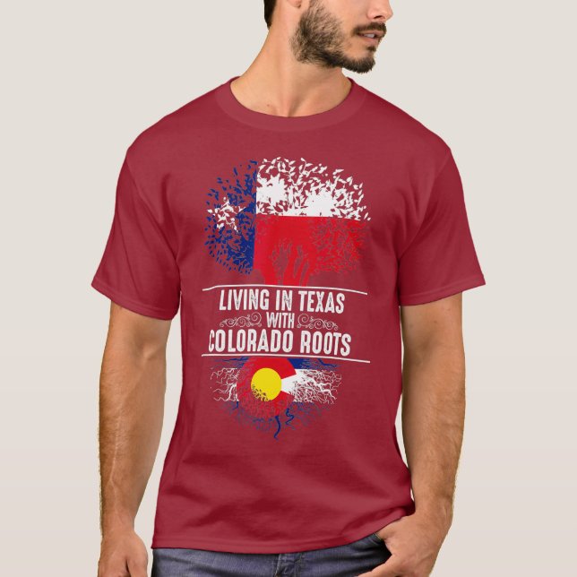 Camiseta Texas Home Colorado Roots State Tree Flag Love (Frente)