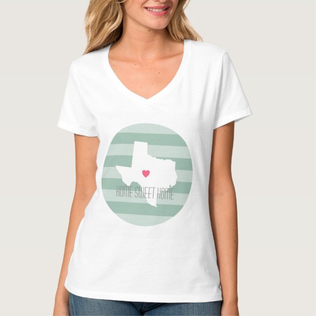 Camiseta Texas Home State Love with Custom Heart (Frente)